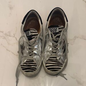 Golden Goose Kids Zebra Print Silver Sneakers